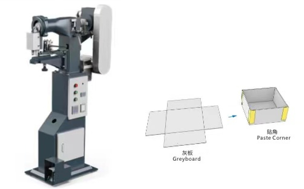 Elektrische Einarmpapierbox Klebeaufklebmaschine Karton starre Kartonmachmaschine Karton Ecktapeaufklebmaschine