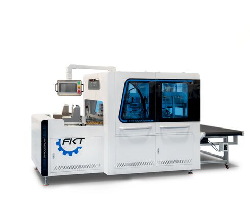 Automatische Verpackungsmaschine mit AC220V/50Hz Stromversorgung und 23-32 Stück/min Geschwindigkeit für Metallblechverklebung