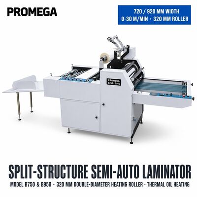 Halbautomatische Vorbeschichtungsfolien-Laminiermaschine mit einer Geschwindigkeit von 30 m/min, einer maximalen Breite von 920 mm und einem Gewicht von 1800 kg